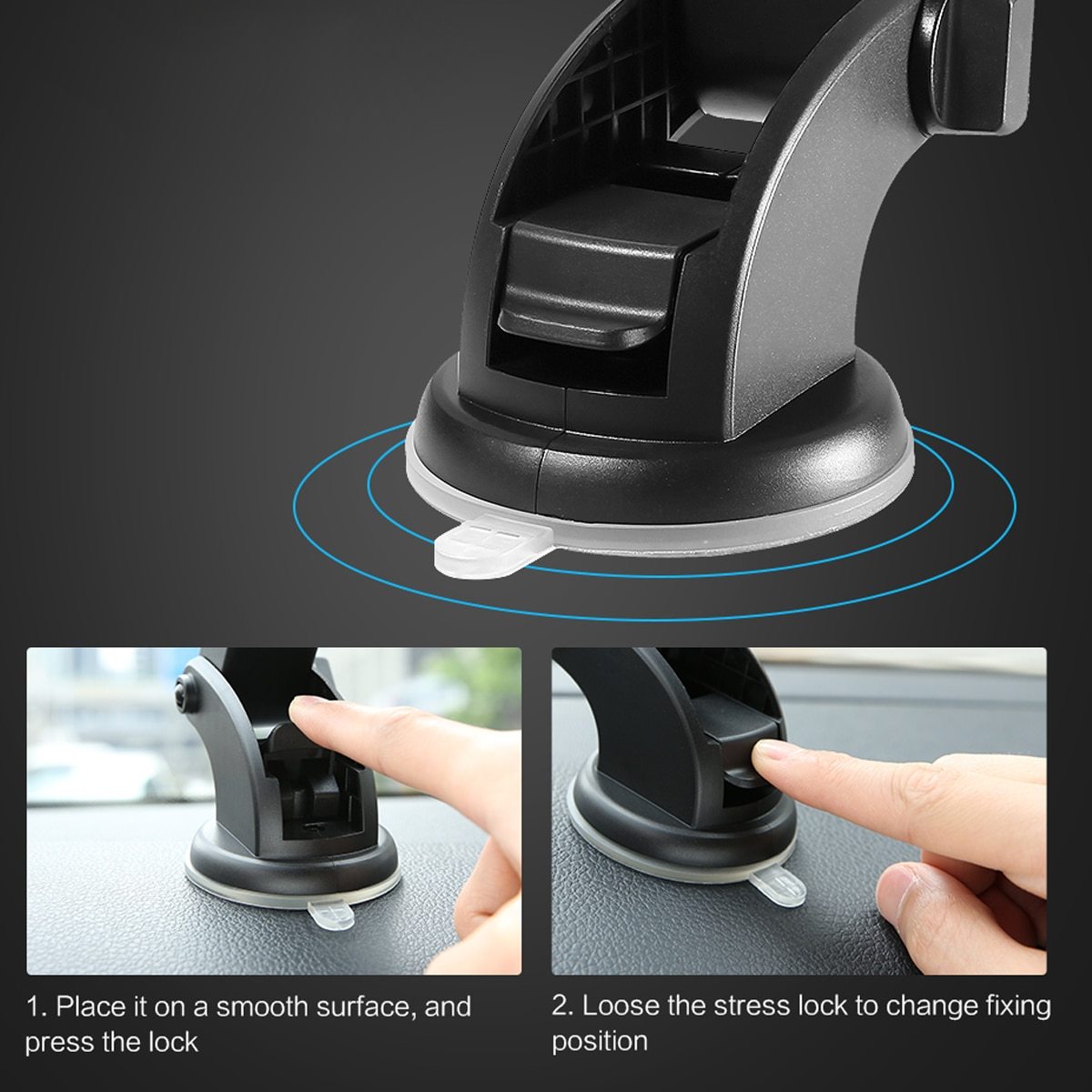 Telescopic Car Phone Holder β Dashboard Mount with Strong Suction Cup