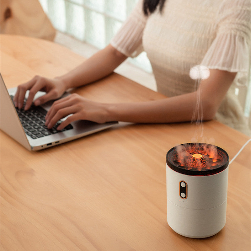 Volcanic Flame Aroma Diffuser β USB Jellyfish Air Humidifier & Night Light Lamp