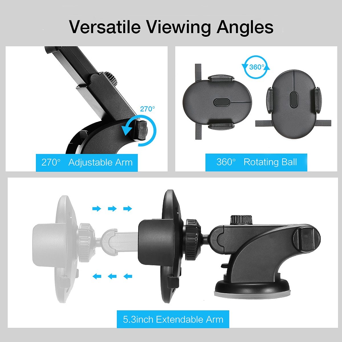 Telescopic Car Phone Holder β Dashboard Mount with Strong Suction Cup