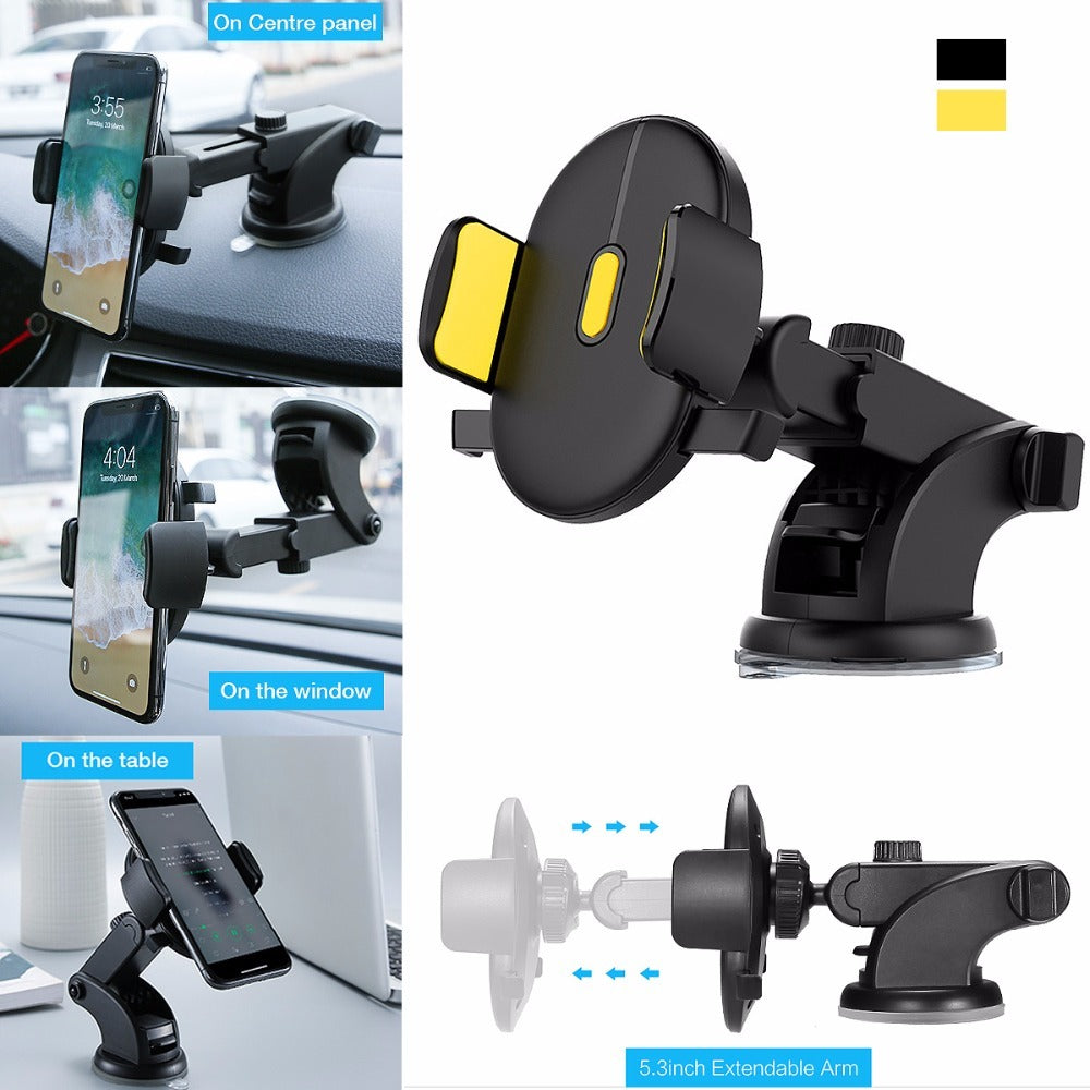 Telescopic Car Phone Holder β Dashboard Mount with Strong Suction Cup