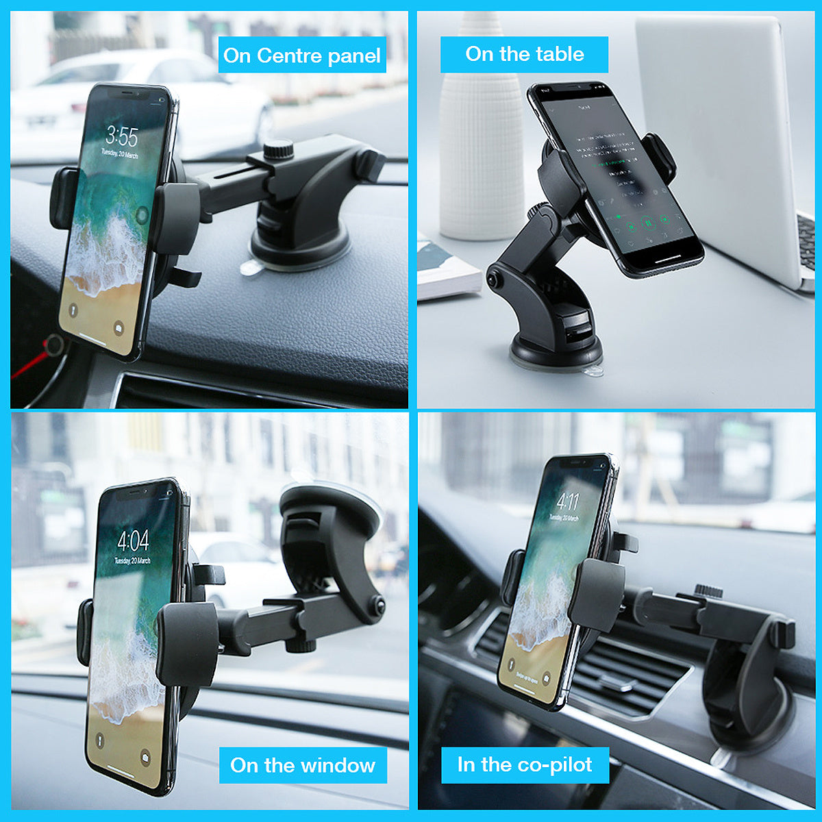 Telescopic Car Phone Holder β Dashboard Mount with Strong Suction Cup