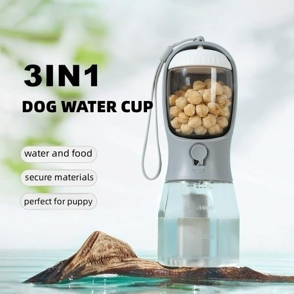 3-in-1 Portable Dog Water Bottle, Bowl & Waste Bag Dispenser