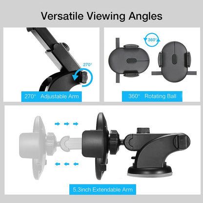 Telescopic Car Phone Holder – Dashboard Mount with Strong Suction Cup