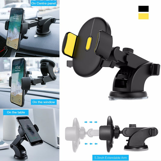 Telescopic Car Phone Holder – Dashboard Mount with Strong Suction Cup