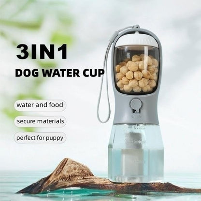 3-in-1 Portable Dog Water Bottle, Bowl & Waste Bag Dispenser